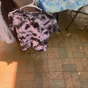 pink and black tie dye shirt